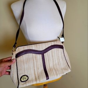 Etienne Aigner authentic bag, shoulder bag. Genuine leather and straw. Vintage